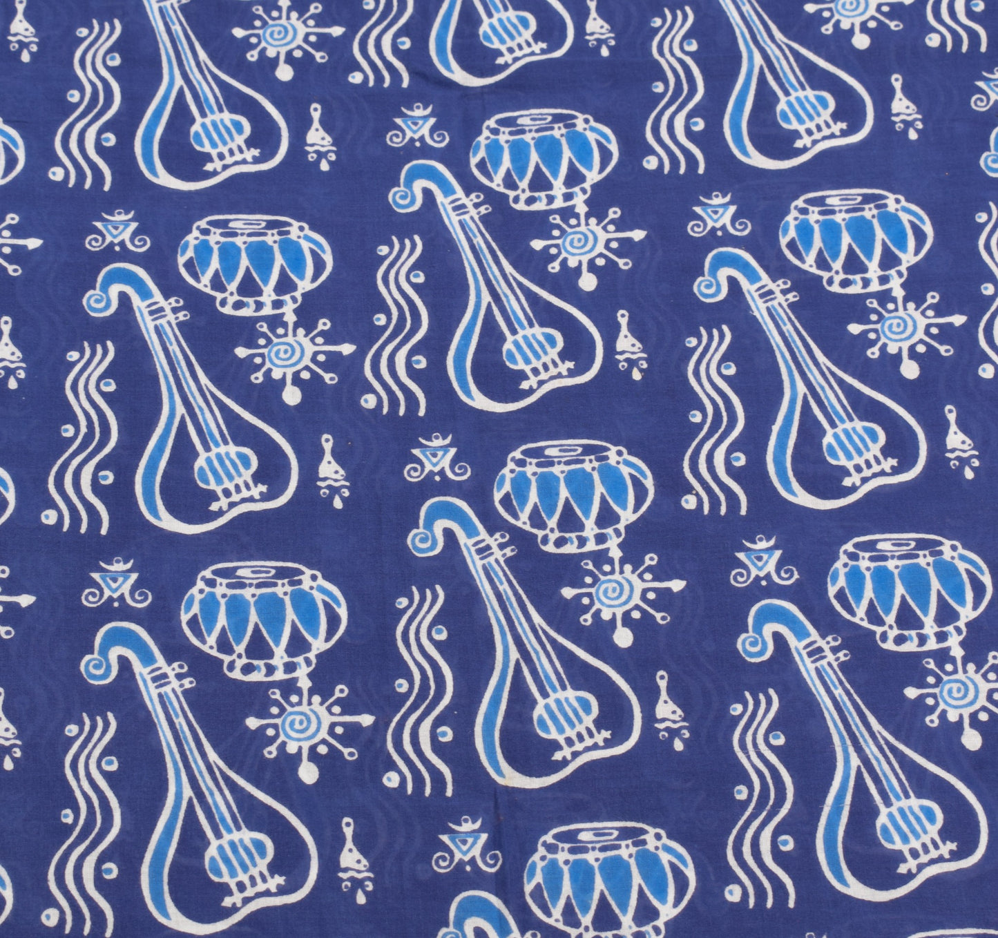Sushila Vintage Instrumental Saree Pure Cotton Printed Blue Soft Craft Fabric