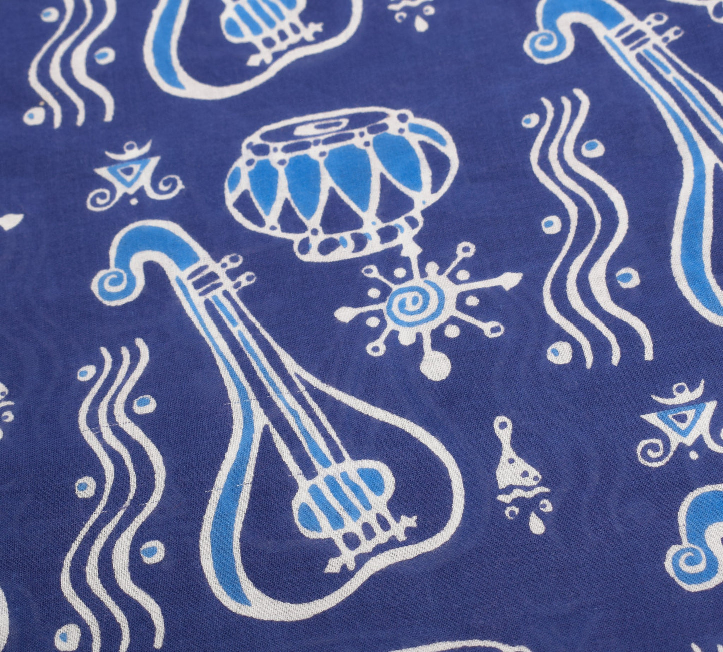Sushila Vintage Instrumental Saree Pure Cotton Printed Blue Soft Craft Fabric