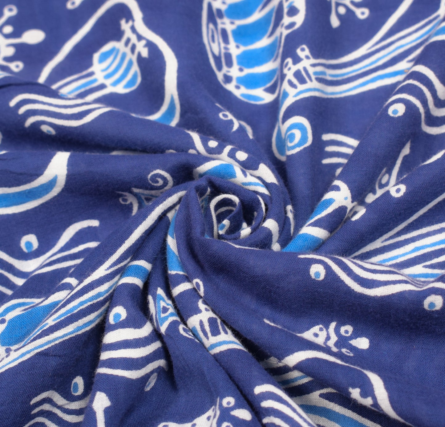 Sushila Vintage Instrumental Saree Pure Cotton Printed Blue Soft Craft Fabric