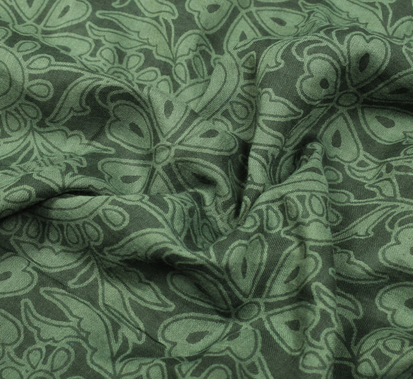 Sushila Vintage Dark Green Saree 100% Pure Cotton Printed Floral Soft Fabric