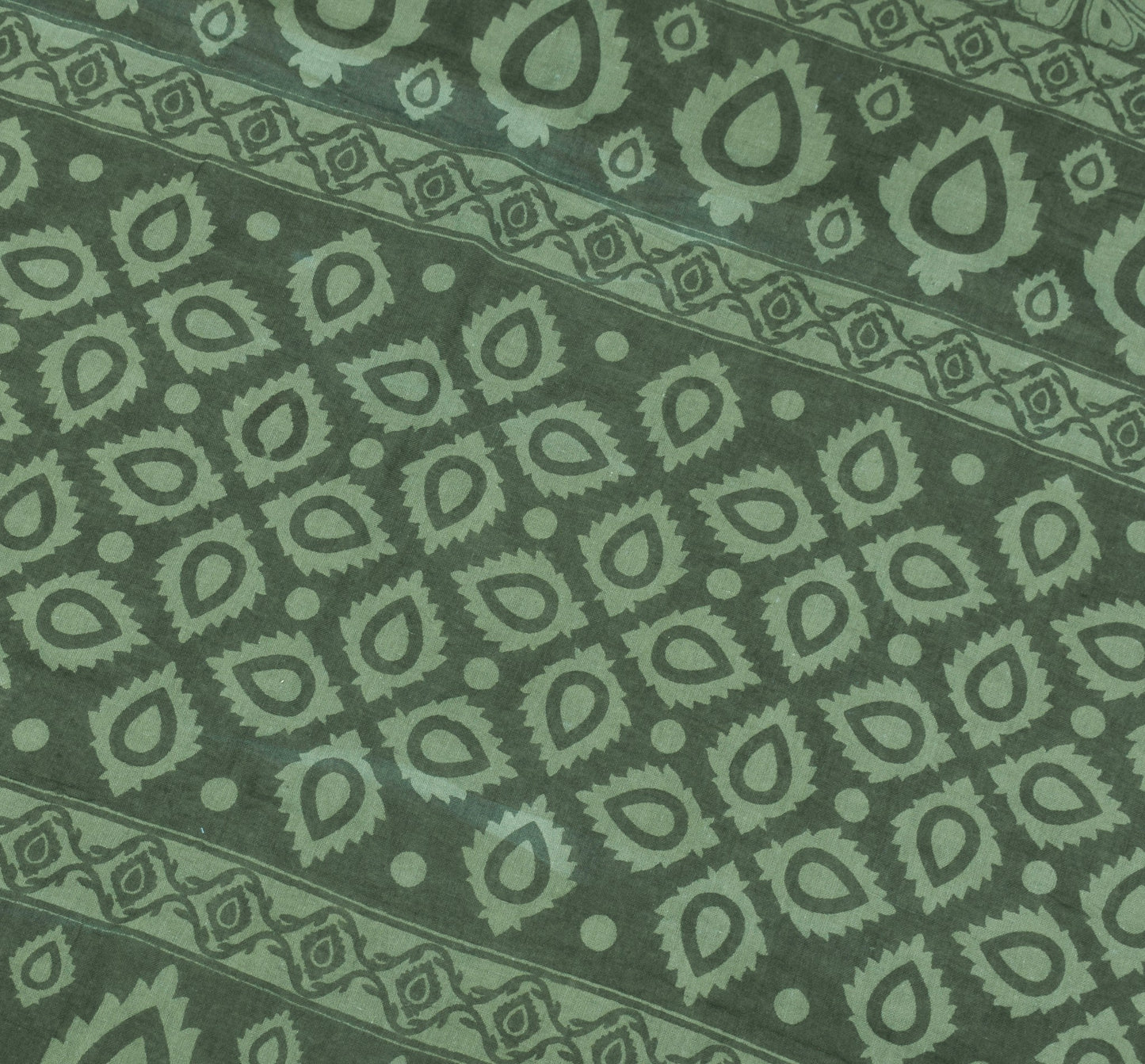 Sushila Vintage Dark Green Saree 100% Pure Cotton Printed Floral Soft Fabric