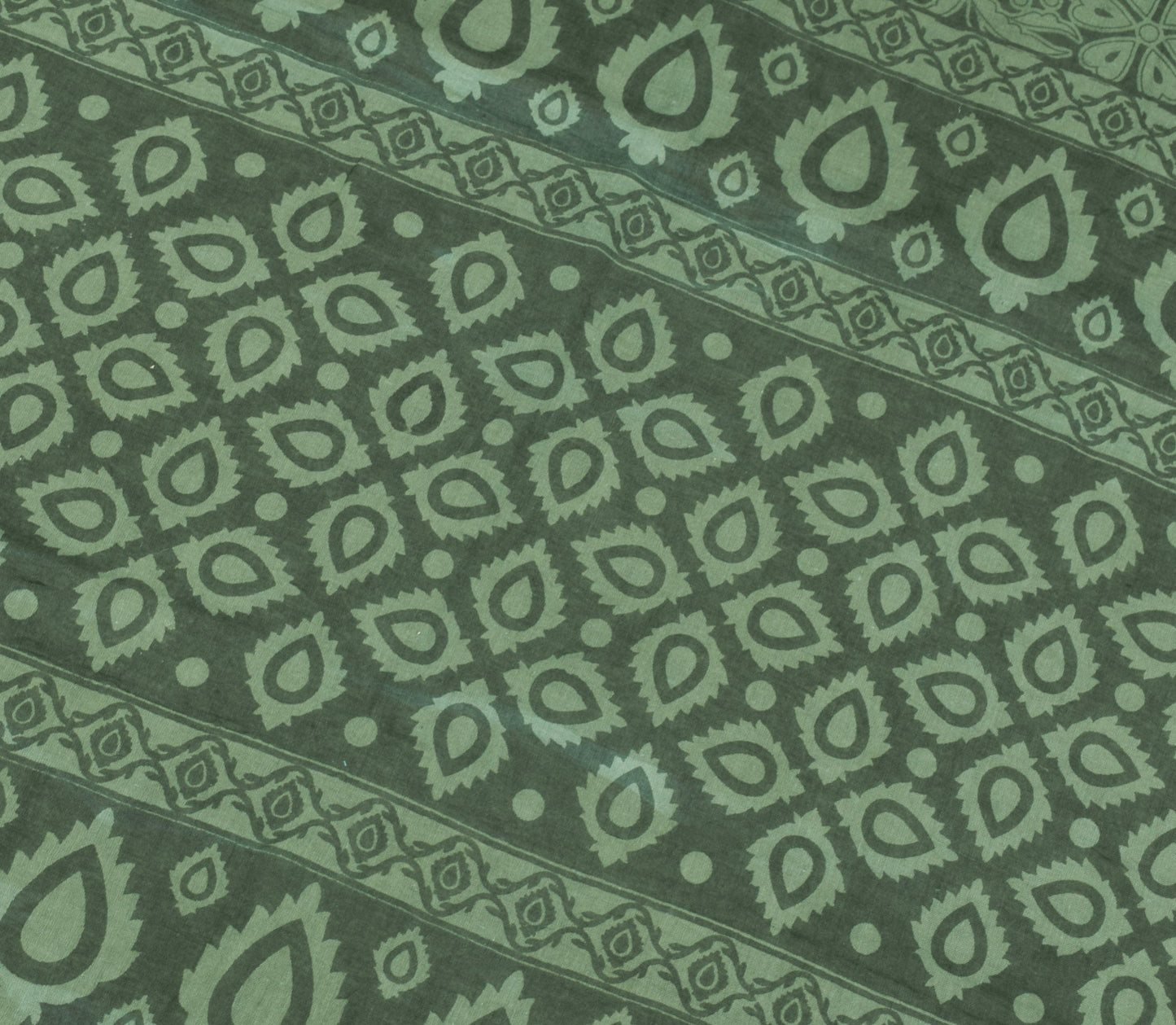 Sushila Vintage Dark Green Saree 100% Pure Cotton Printed Floral Soft Fabric