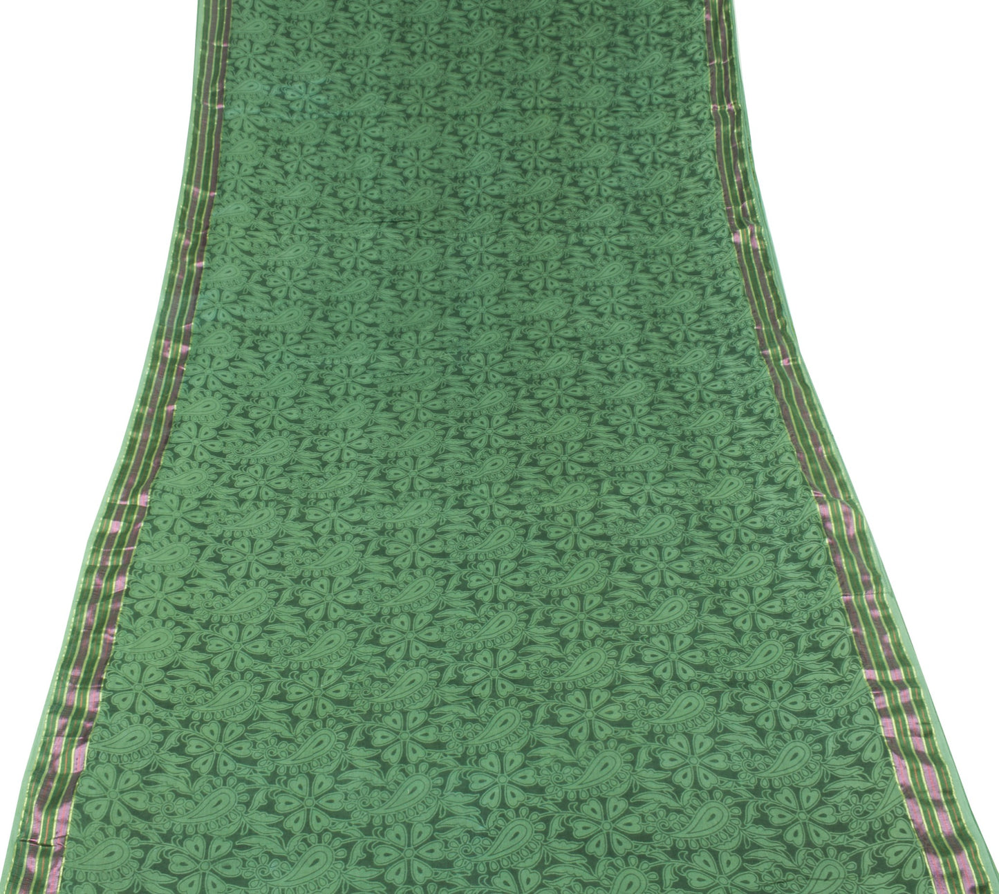 Sushila Vintage Dark Green Saree 100% Pure Cotton Printed Floral Soft Fabric
