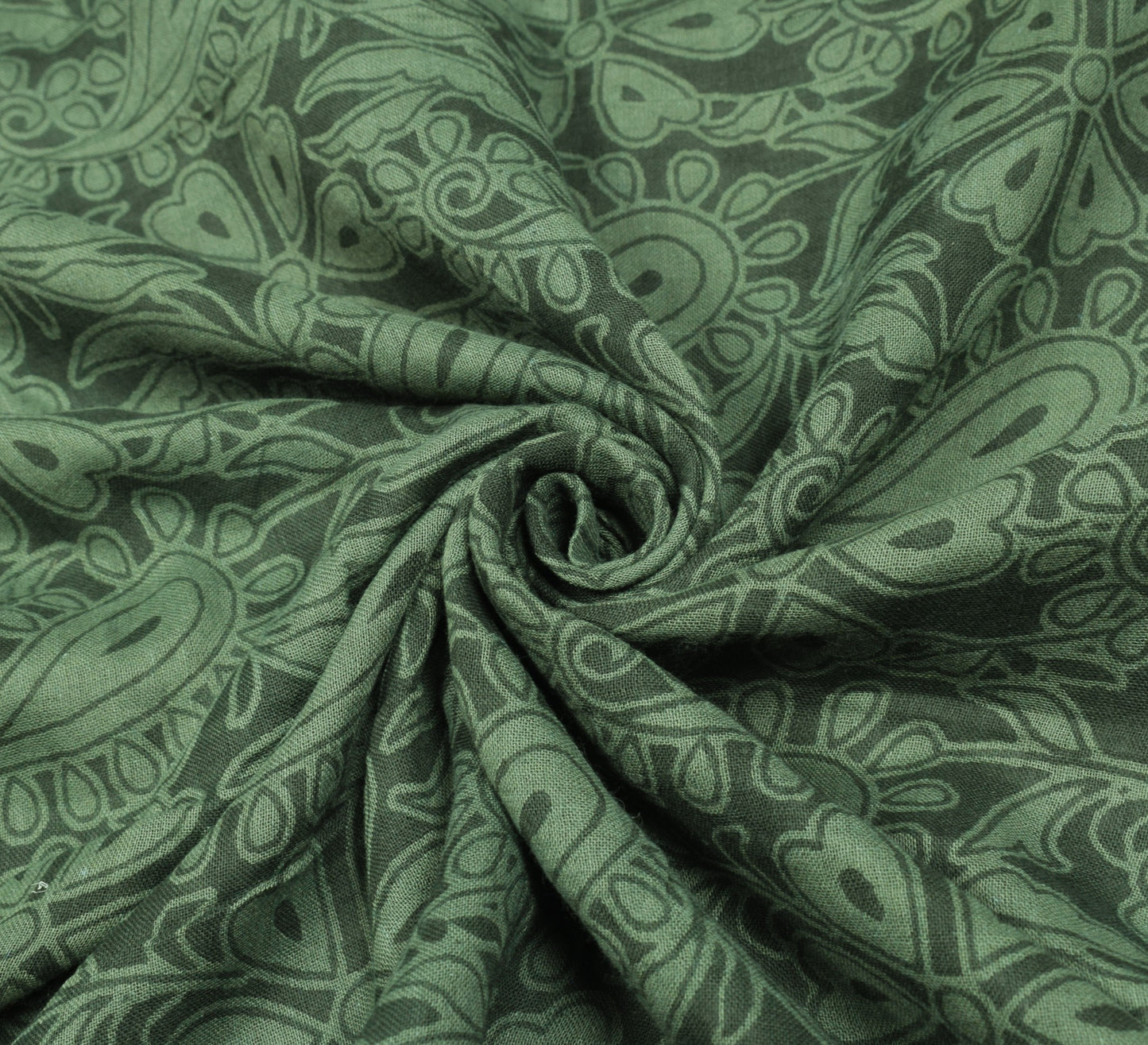 Sushila Vintage Dark Green Saree 100% Pure Cotton Printed Floral Soft Fabric