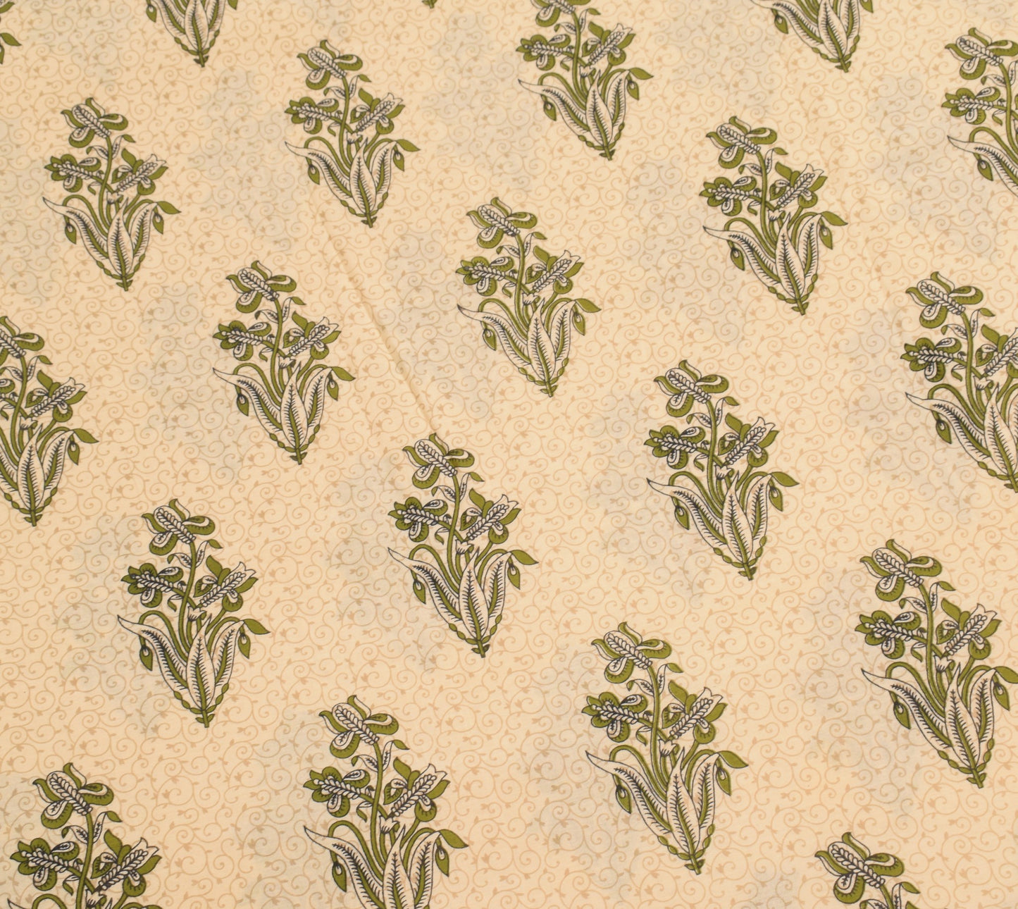 Sushila Vintage Floral Saree 100% Pure Cotton Printed Soft Craft Cream Fabric