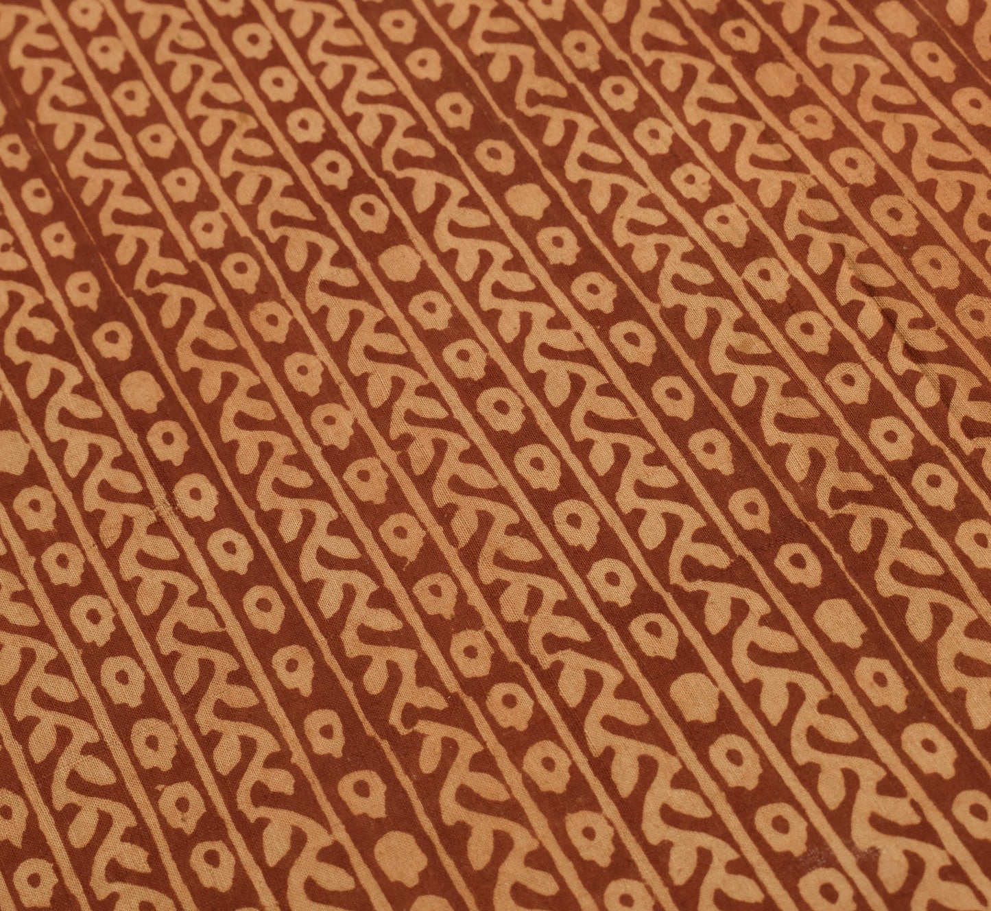 Sushila Vintage Ajrakh Print Saree 100% Pure Cotton Brown Handloom Sari Fabric