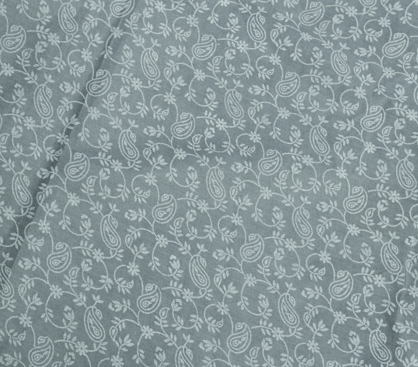 Sushila Vintage Gray Saree 100%Pure Cotton Floral & Paisley Printed Craft Fabric