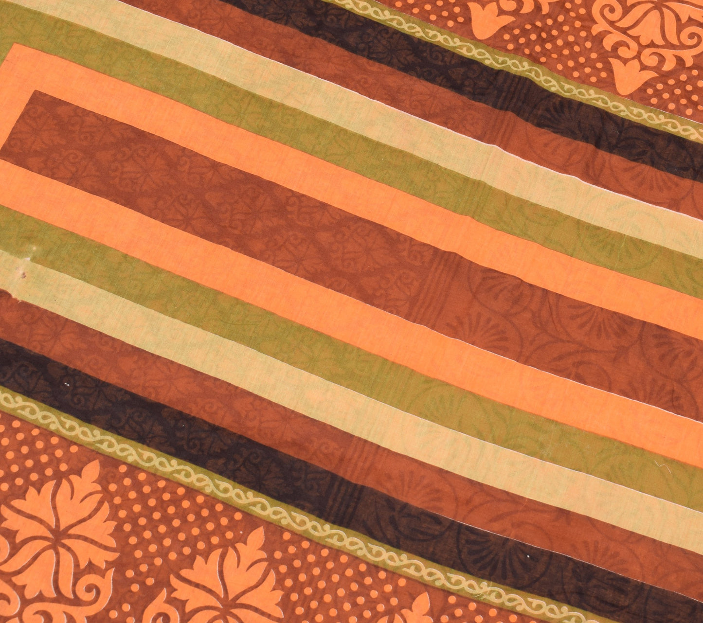 Sushila Vintage Saree Brown Pure Cotton Hand Block Printed Soft Craft Fabric