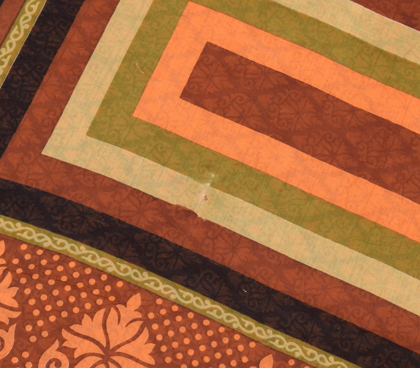 Sushila Vintage Saree Brown Pure Cotton Hand Block Printed Soft Craft Fabric