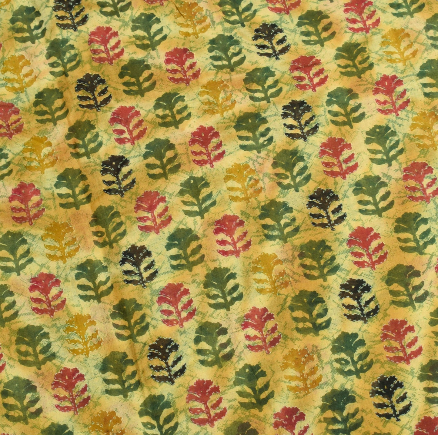 Sushila Vintage Cream Green Saree Pure Cotton Printed Floral Soft Craft Fabric