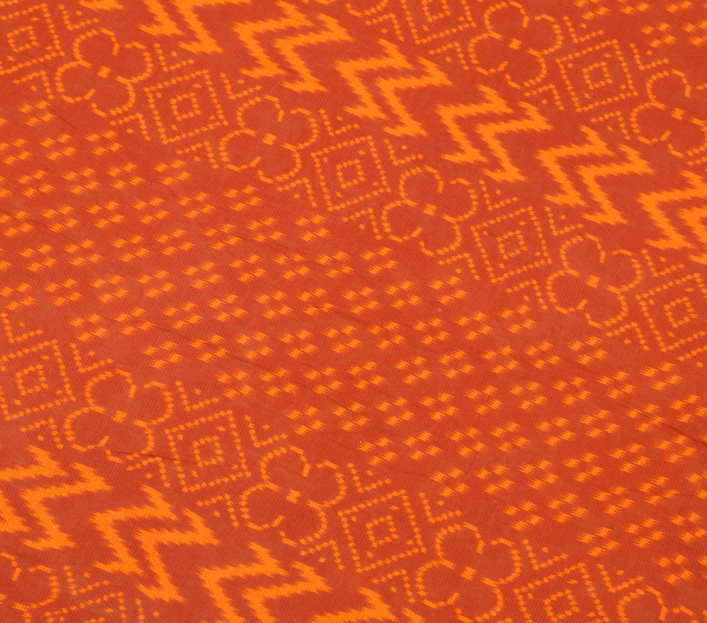 Sushila Vintage Yellow Orange Saree Pure Cotton Printed Soft Floral Craft Fabric