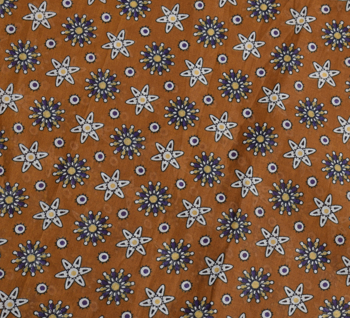 Sushila Vintage Floral Brown Saree 100% Pure Cotton Printed Indian Craft Fabric