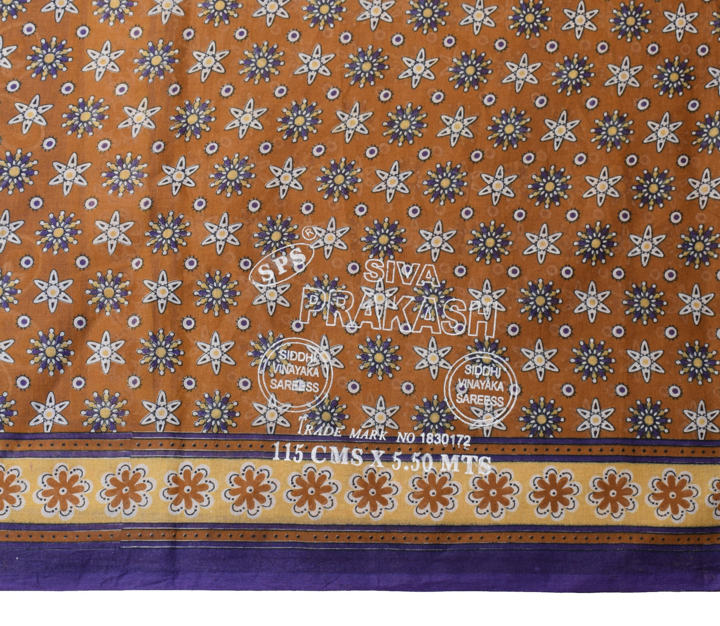 Sushila Vintage Floral Brown Saree 100% Pure Cotton Printed Indian Craft Fabric
