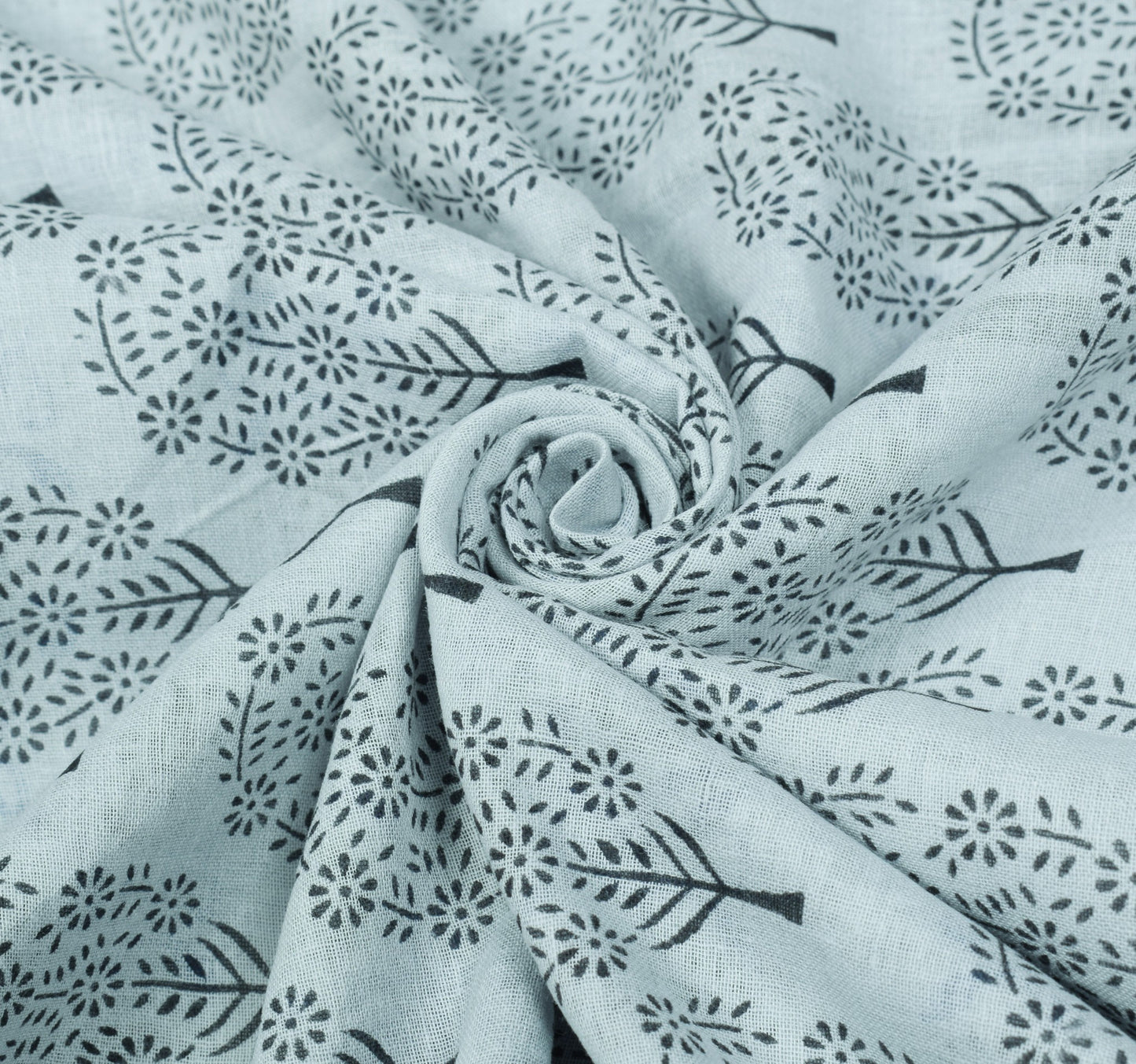 Sushila Vintage Ice Blue Floral Printed Saree 100% Pure Cotton Soft Craft Fabric