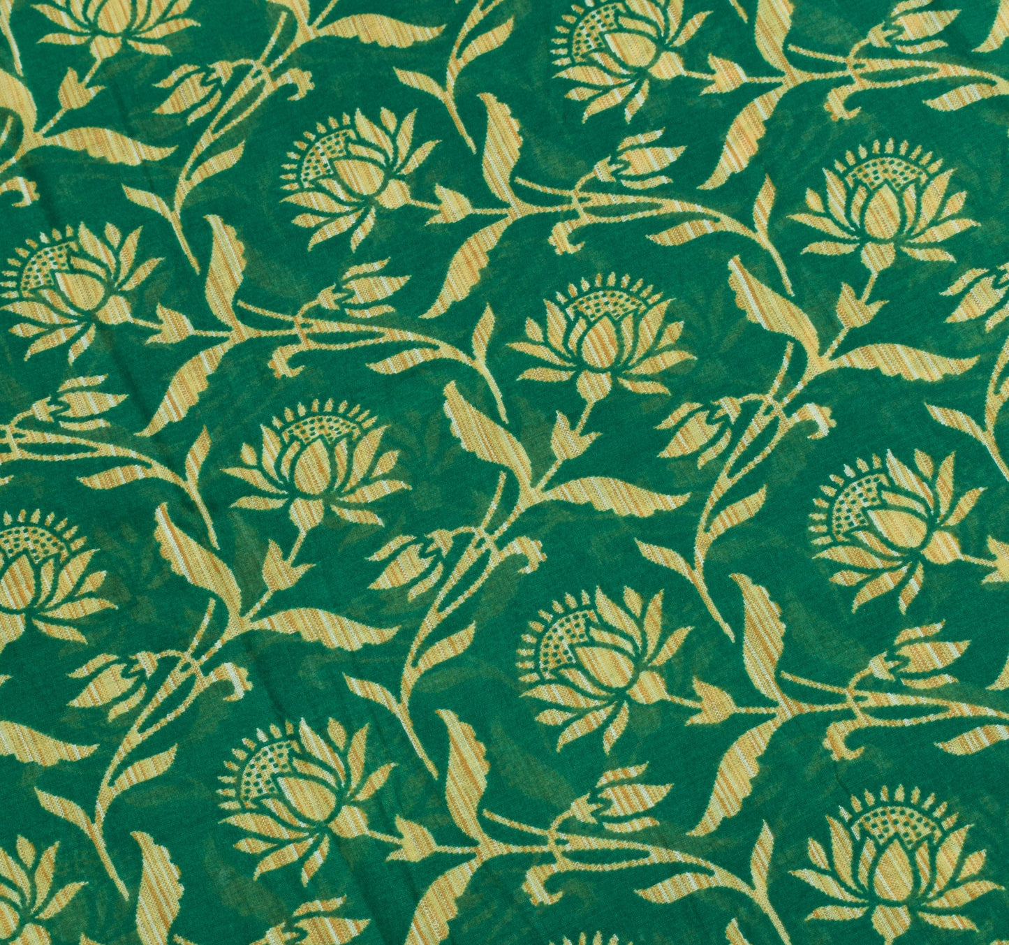 Sushila Vintage Dark Green Saree Pure Cotton Printed Floral Soft Craft Fabric