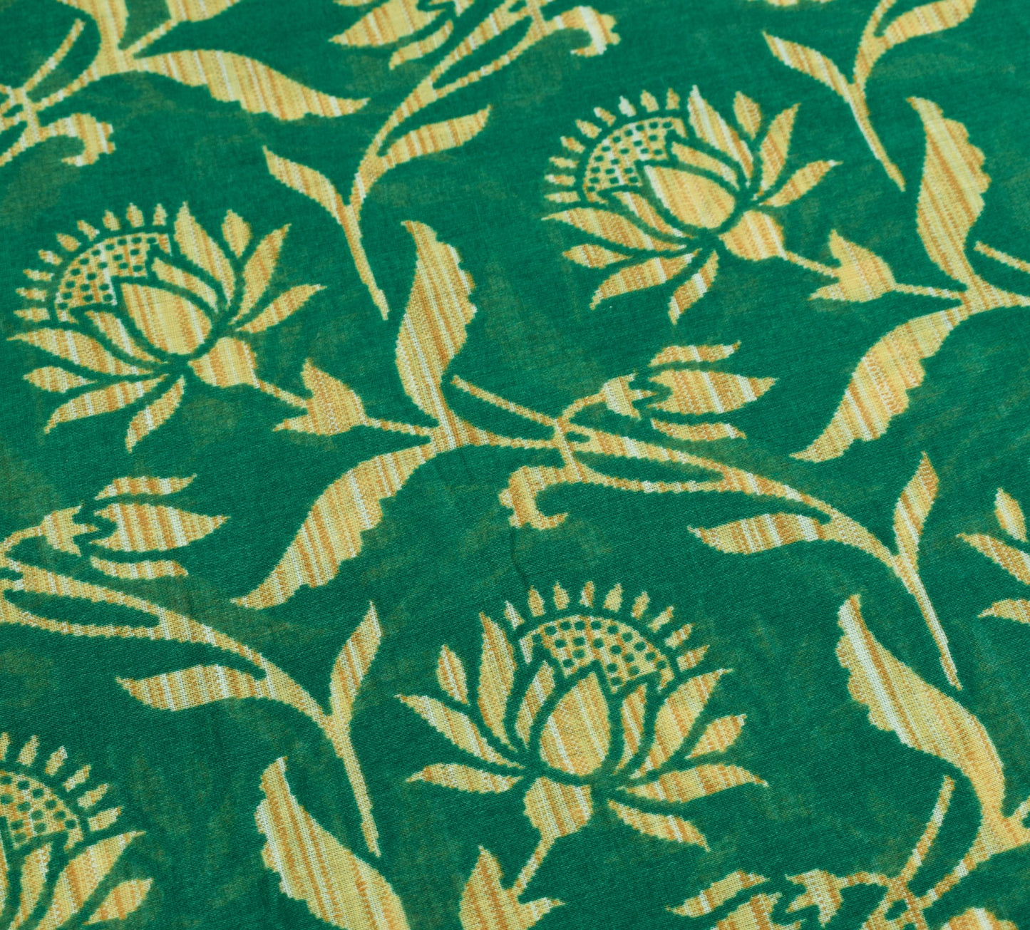 Sushila Vintage Dark Green Saree Pure Cotton Printed Floral Soft Craft Fabric