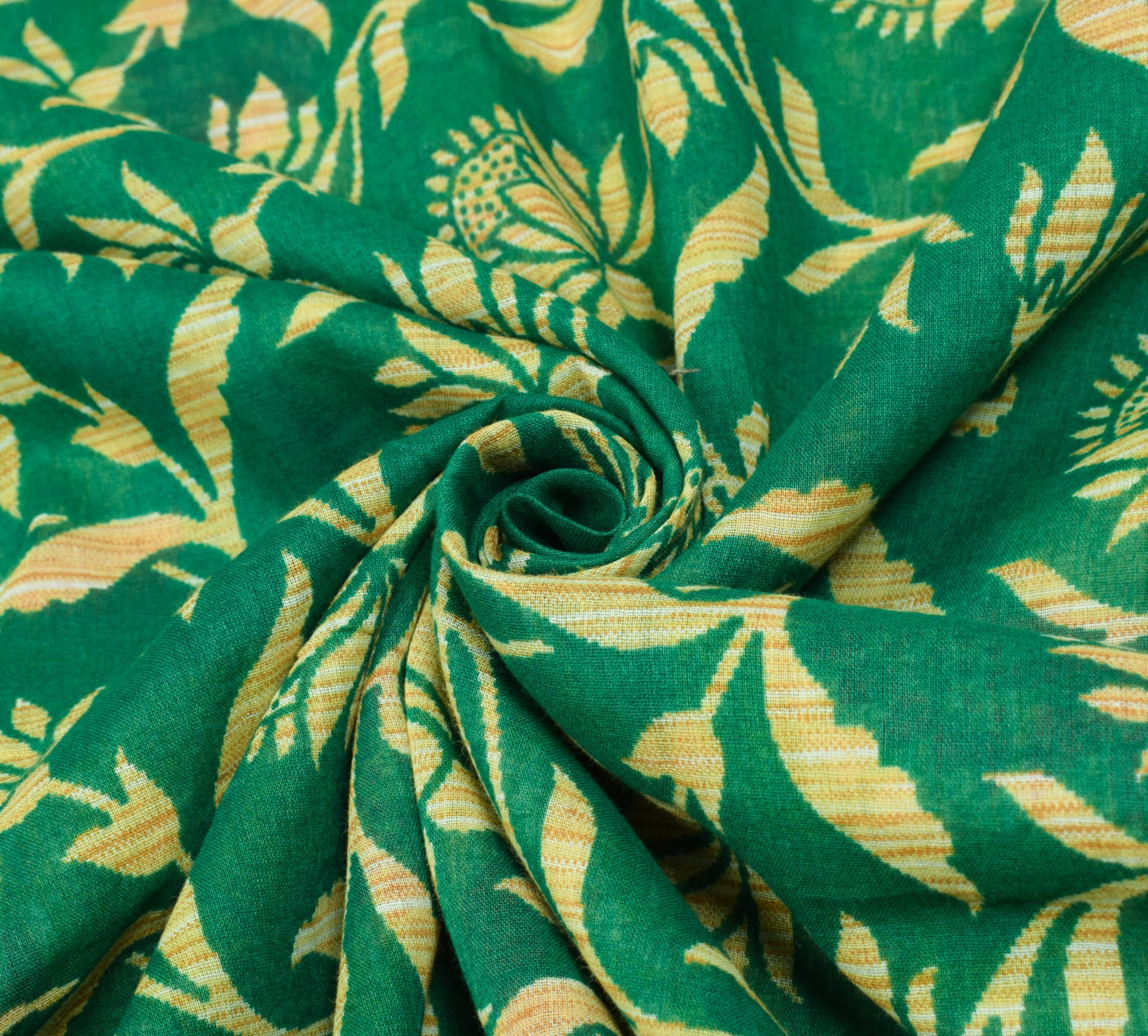 Sushila Vintage Dark Green Saree Pure Cotton Printed Floral Soft Craft Fabric
