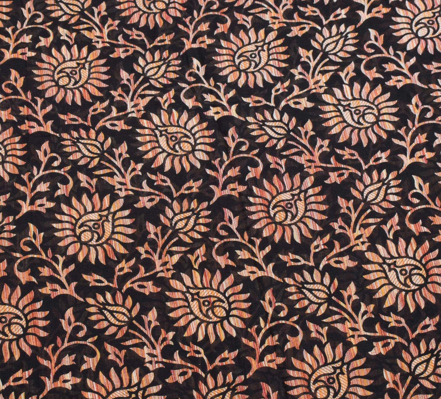 Sushila Vintage Floral Saree Black 100% Pure Cotton Printed Soft Craft Fabric