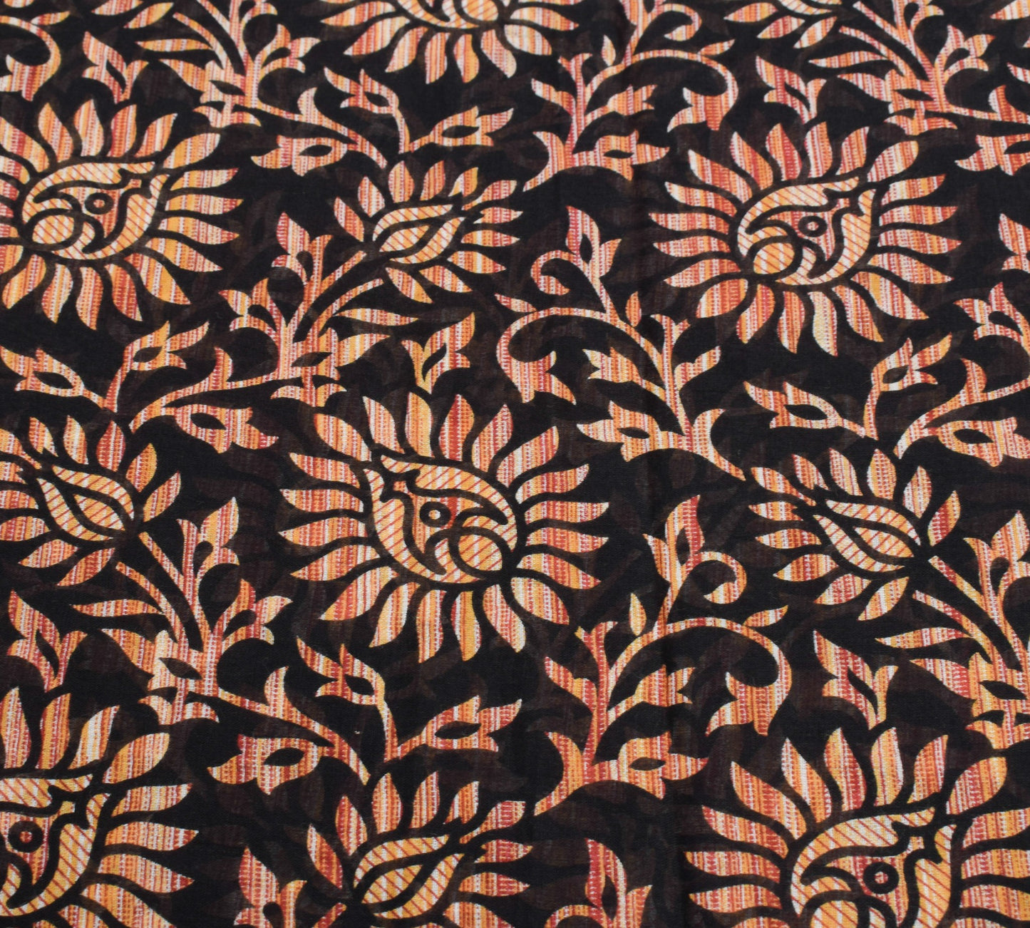 Sushila Vintage Floral Saree Black 100% Pure Cotton Printed Soft Craft Fabric