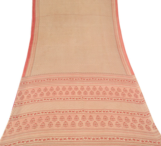 Sushila Vintage Floral Cream Saree 100% Pure Cotton Printed Soft Craft Fabric