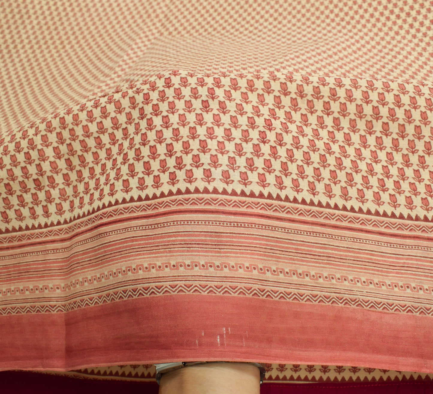 Sushila Vintage Floral Cream Saree 100% Pure Cotton Printed Soft Craft Fabric