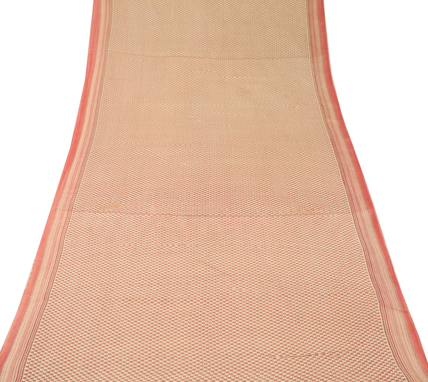 Sushila Vintage Floral Cream Saree 100% Pure Cotton Printed Soft Craft Fabric