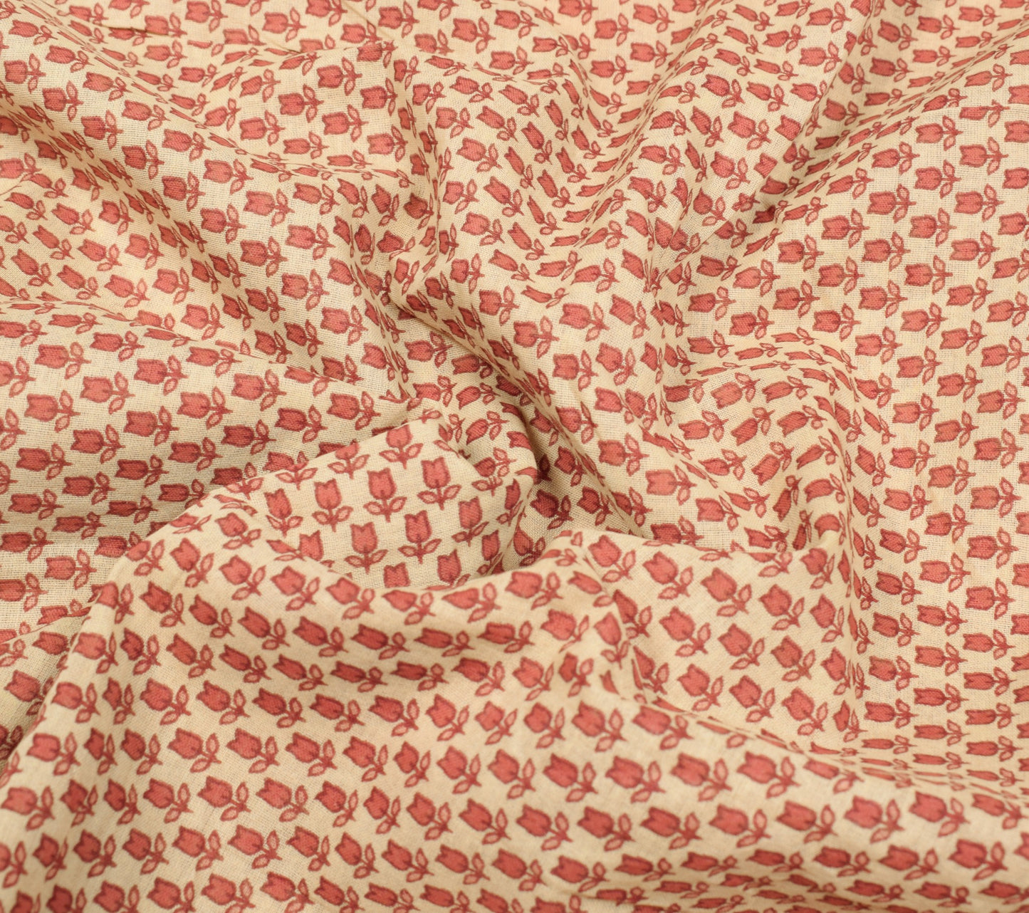 Sushila Vintage Floral Cream Saree 100% Pure Cotton Printed Soft Craft Fabric