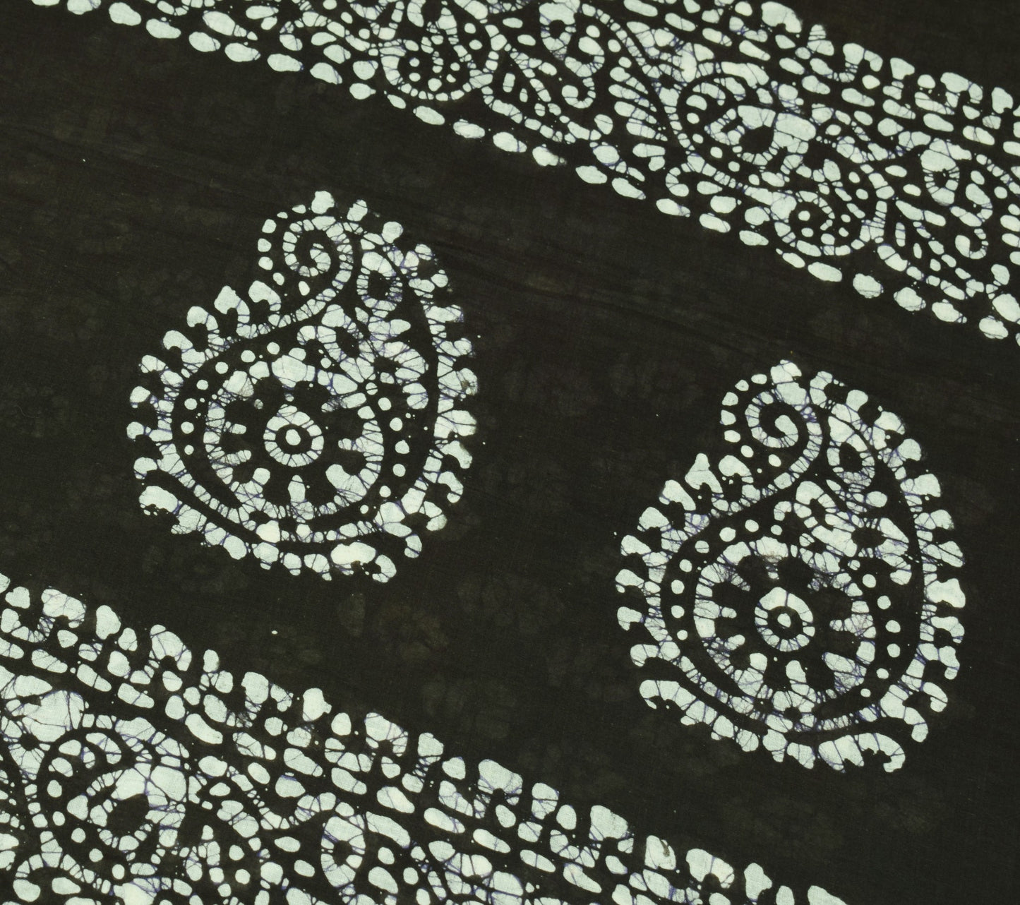 Sushila Vintage Dark Green Saree Pure Cotton Printed Batik Soft Craft Fabric