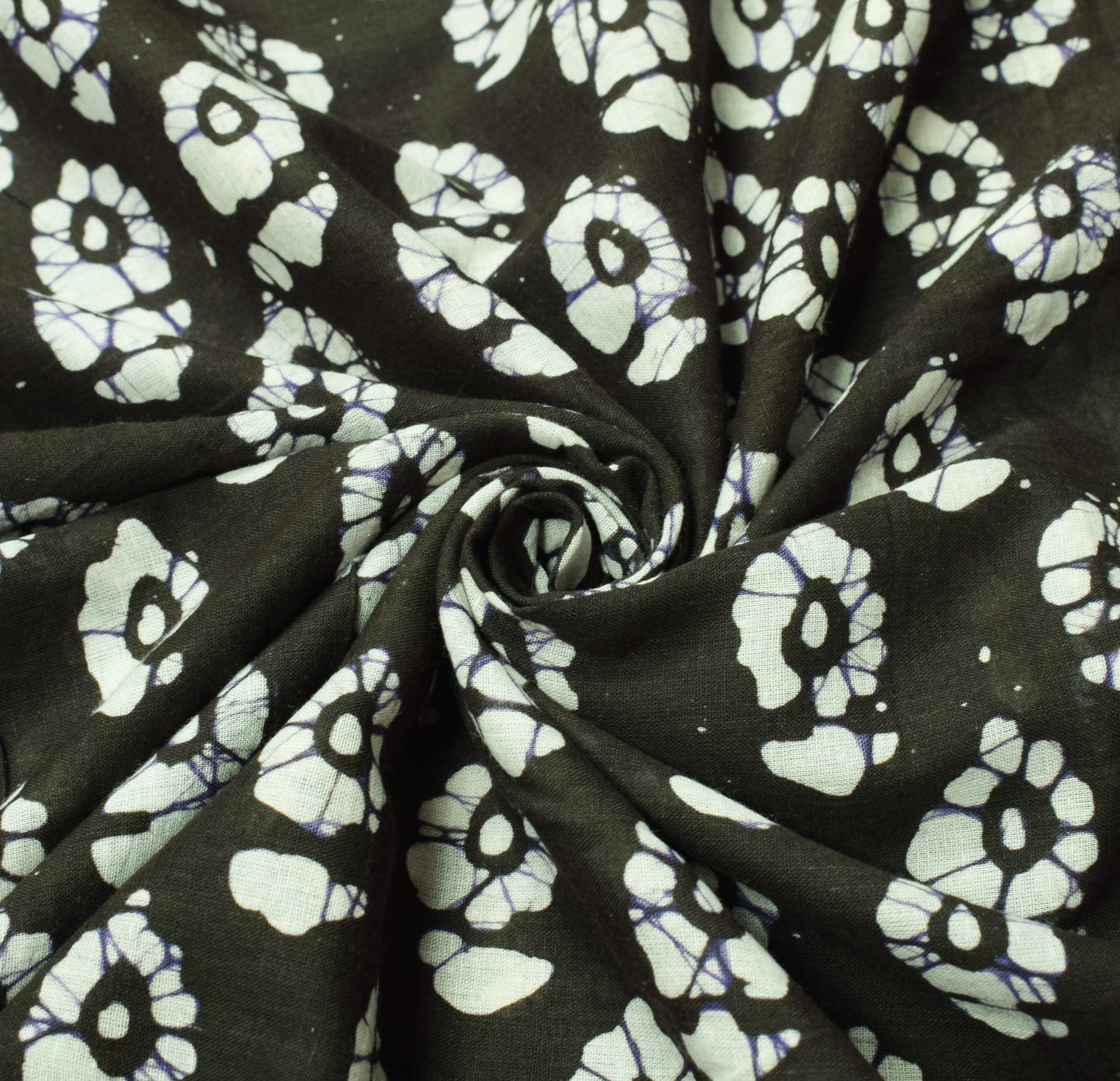 Sushila Vintage Dark Green Saree Pure Cotton Printed Batik Soft Craft Fabric