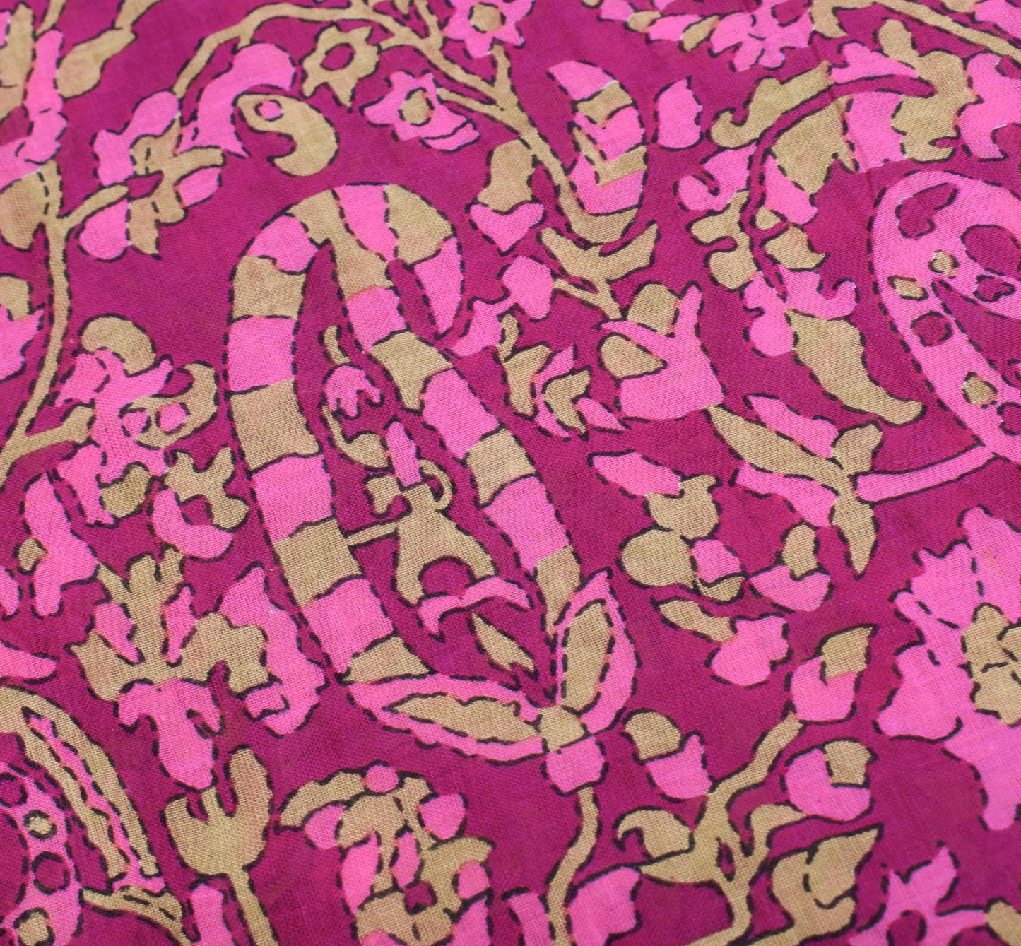 Sushila Vintage Purple Saree 100% Pure Cotton Paisley Printed Soft Craft Fabric