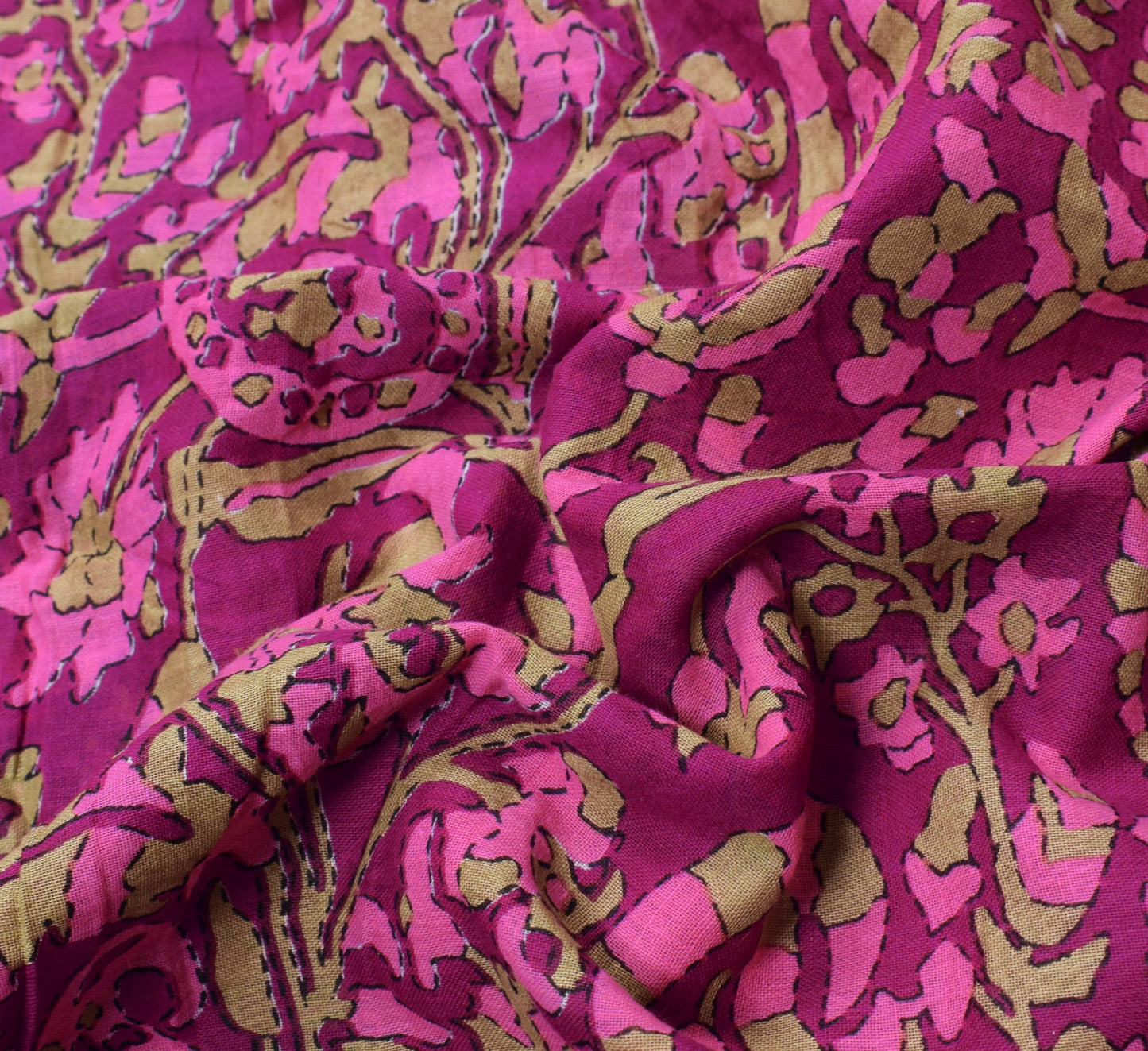 Sushila Vintage Purple Saree 100% Pure Cotton Paisley Printed Soft Craft Fabric