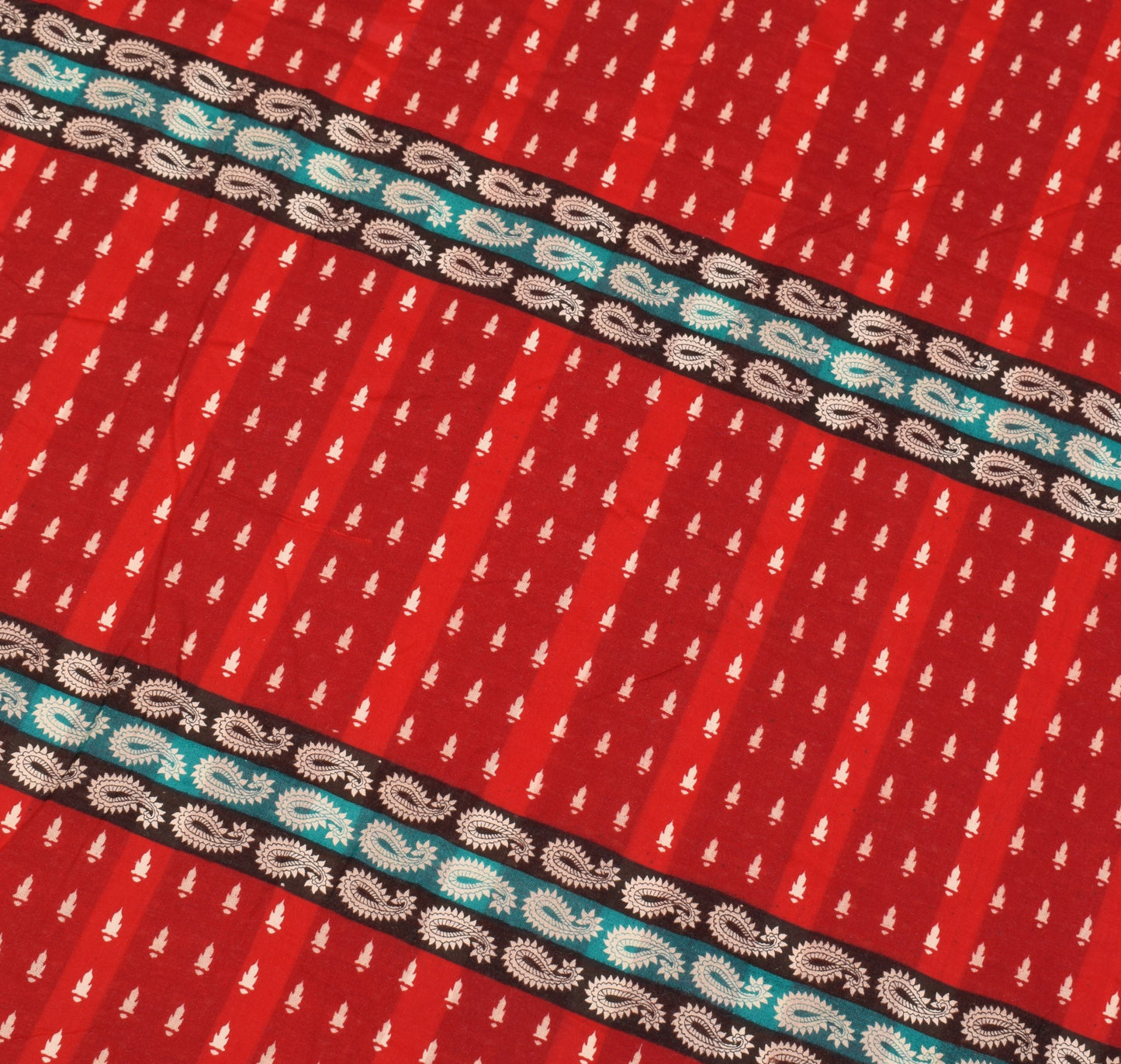 Sushila Vintage Traditional Red Saree 100% Pure Cotton Printed Soft Craft Fabric