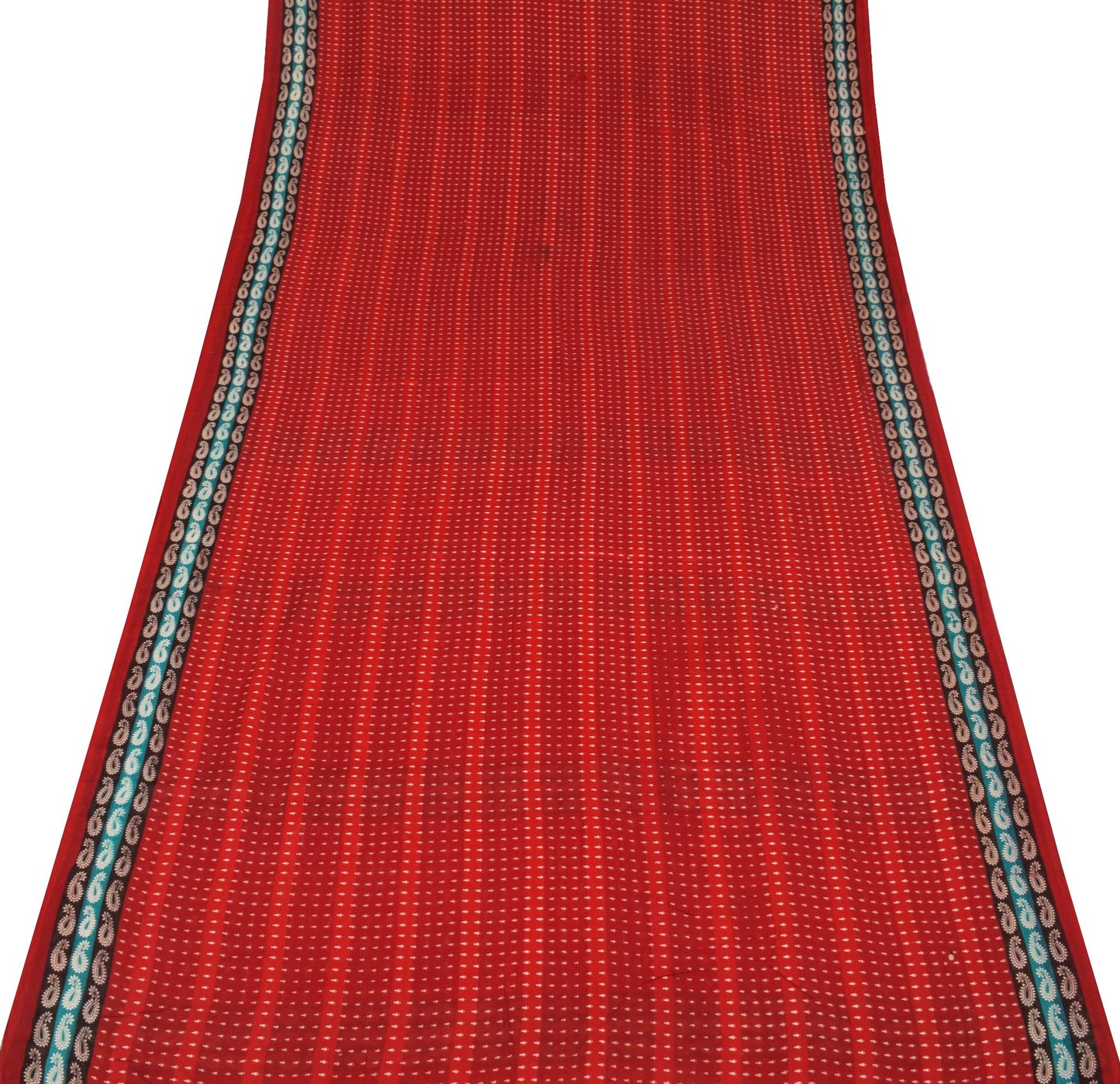 Sushila Vintage Traditional Red Saree 100% Pure Cotton Printed Soft Craft Fabric