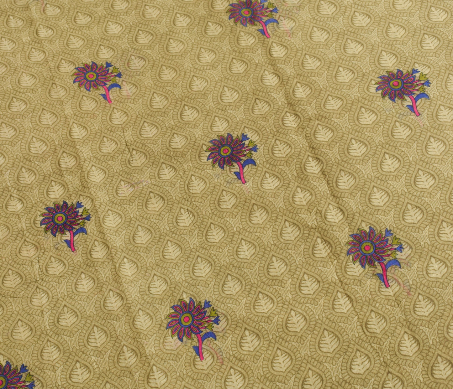 Sushila Vintage Brown Magenta Saree 100% Pure Cotton Printed Floral Craft Fabric