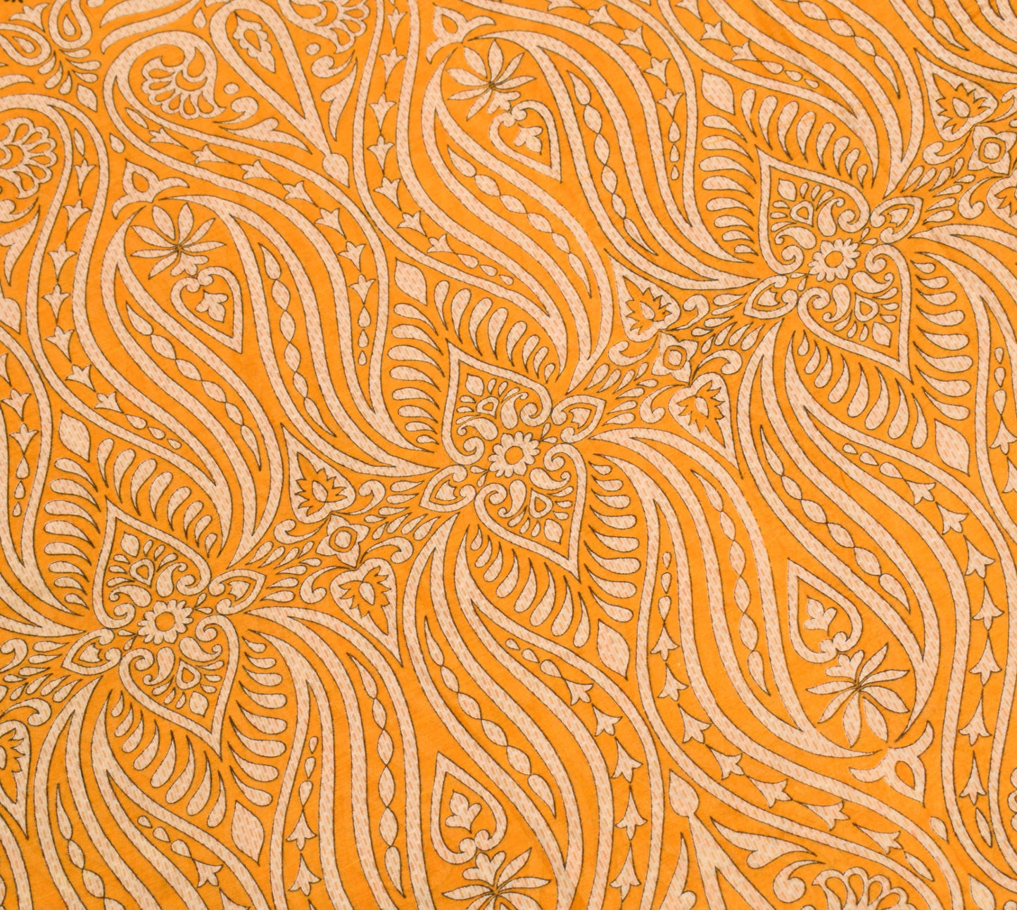 Sushila Vintage 100% Pure Cotton Saree Yellow Floral Printed Soft Craft Fabric