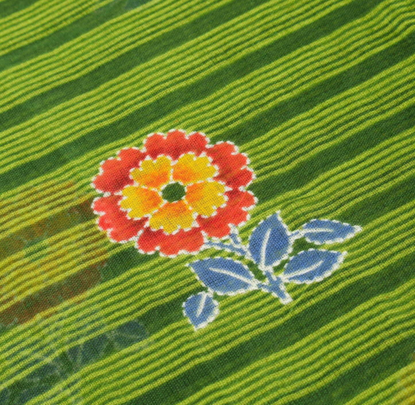 Sushila Vintage Floral Green Saree 100% Pure Cotton Printed Soft Craft Fabric