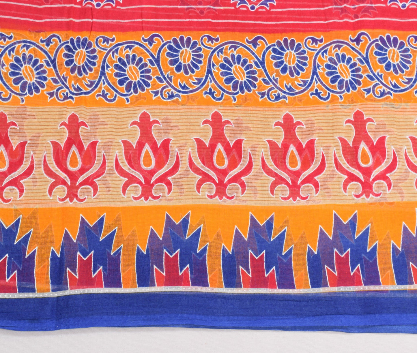 Sushila Vintage Dark Pink Saree 100%Pure Cotton Printed Geometrical Craft Fabric