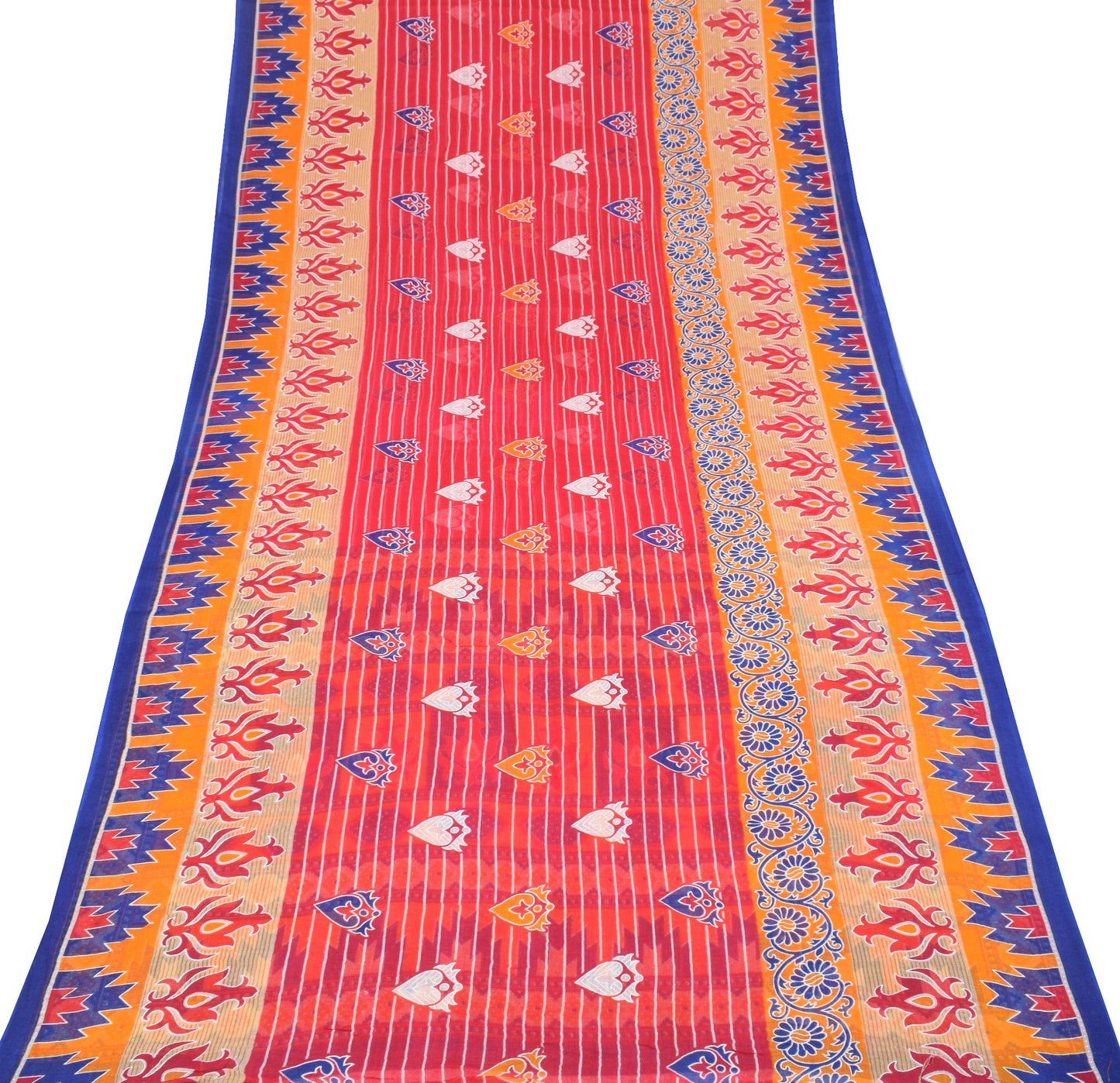 Sushila Vintage Dark Pink Saree 100%Pure Cotton Printed Geometrical Craft Fabric