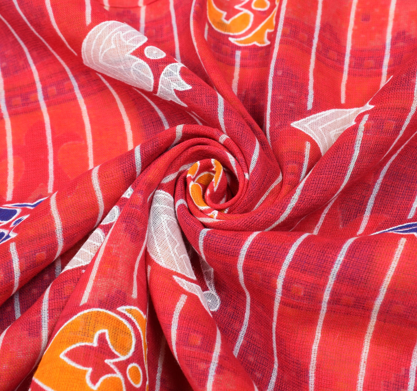 Sushila Vintage Dark Pink Saree 100%Pure Cotton Printed Geometrical Craft Fabric