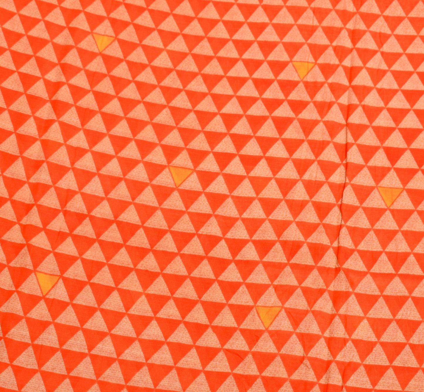 Sushila Vintage Orange Saree Geometrical Pure Cotton Printed Soft Craft Fabric