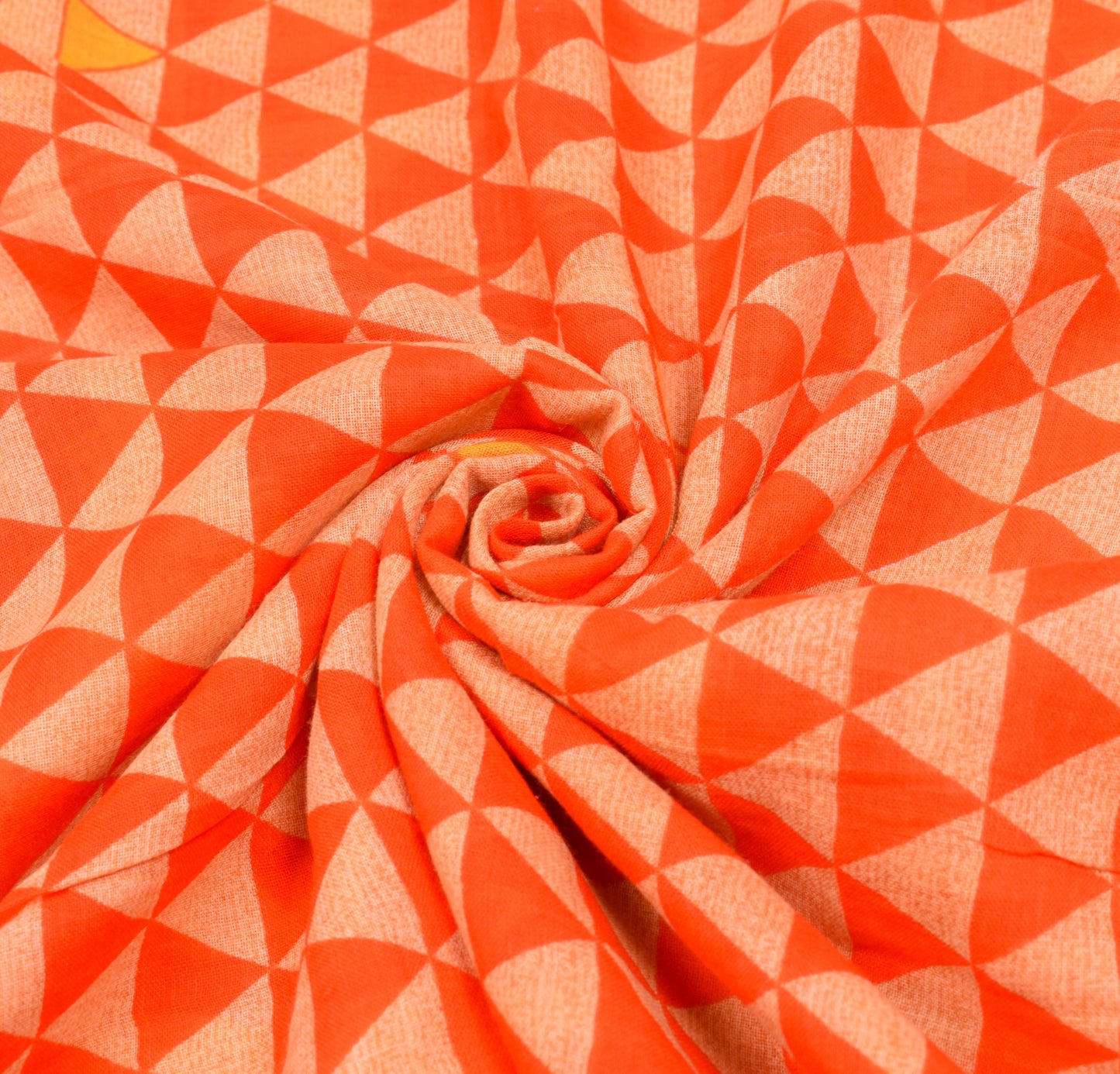 Sushila Vintage Orange Saree Geometrical Pure Cotton Printed Soft Craft Fabric