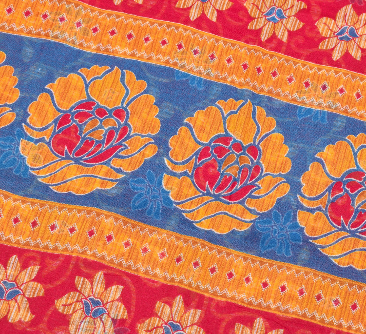 Sushila Vintage Saree 100% Pure Cotton Printed Floral Magenta Craft Dress Fabric