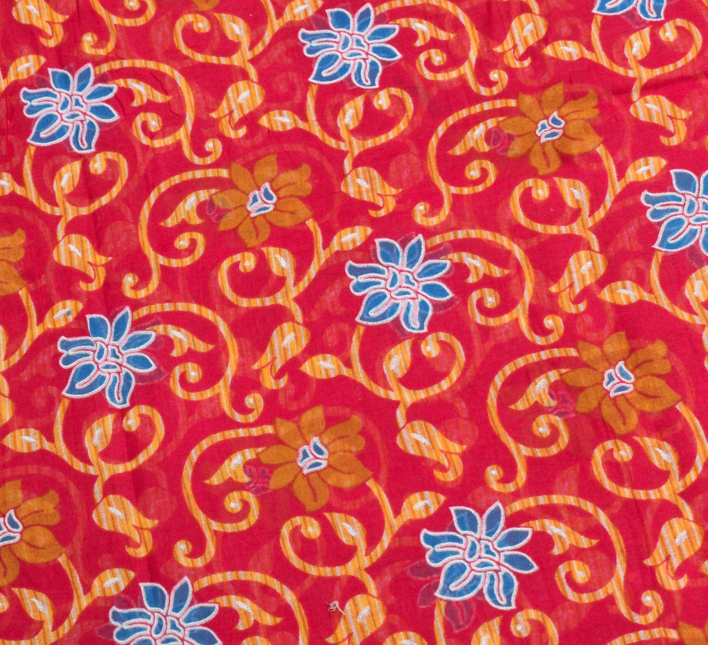 Sushila Vintage Saree 100% Pure Cotton Printed Floral Magenta Craft Dress Fabric