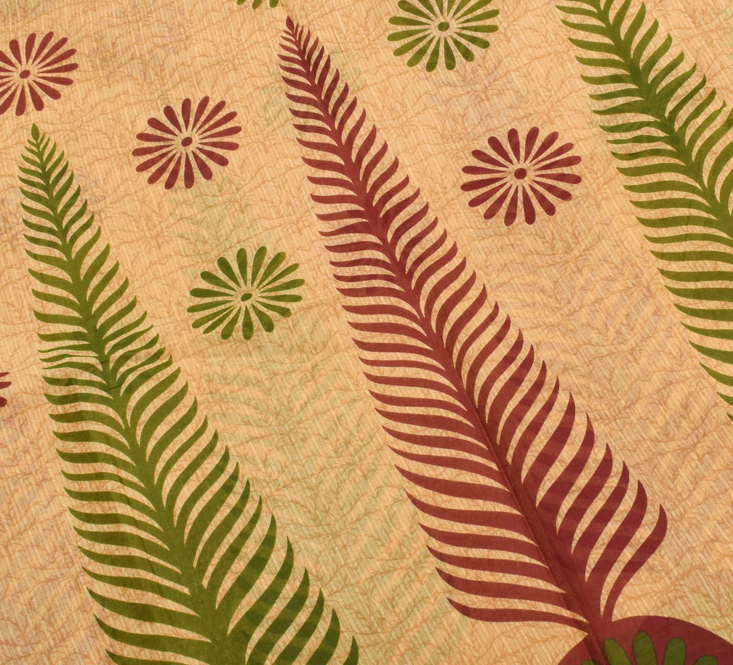 Sushila Vintage Cream Floral Saree Indian 100% Pure Cotton Printed Craft Fabric