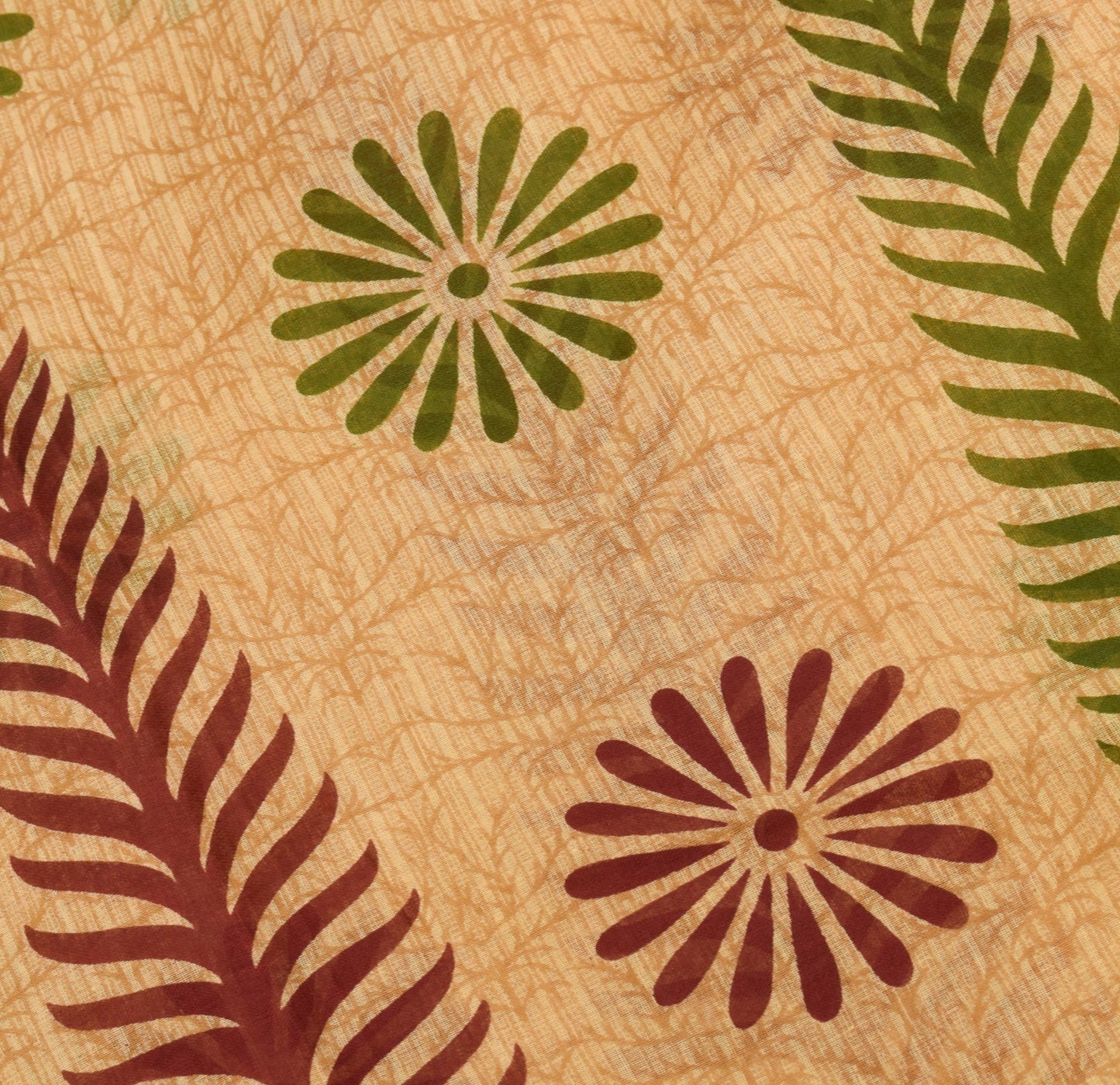 Sushila Vintage Cream Floral Saree Indian 100% Pure Cotton Printed Craft Fabric