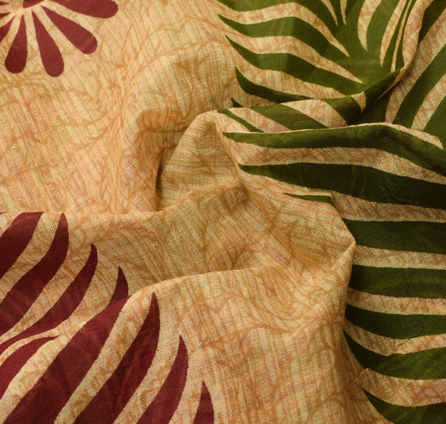 Sushila Vintage Cream Floral Saree Indian 100% Pure Cotton Printed Craft Fabric