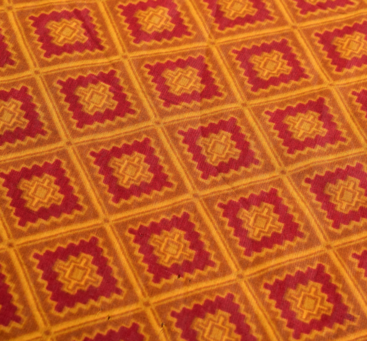 Sushila Vintage Brown Saree Pure Cotton Silk Printed Geometric Soft Craft Fabric