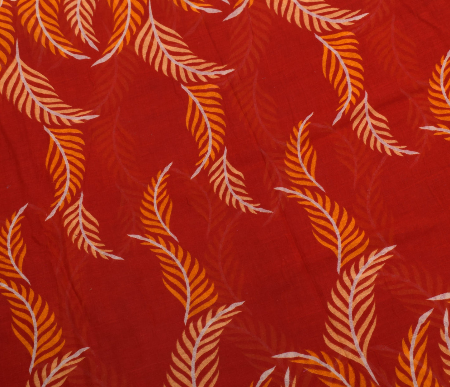 Sushila Vintage Red Orange Saree Pure Cotton Printed Soft Craft Floral Fabric