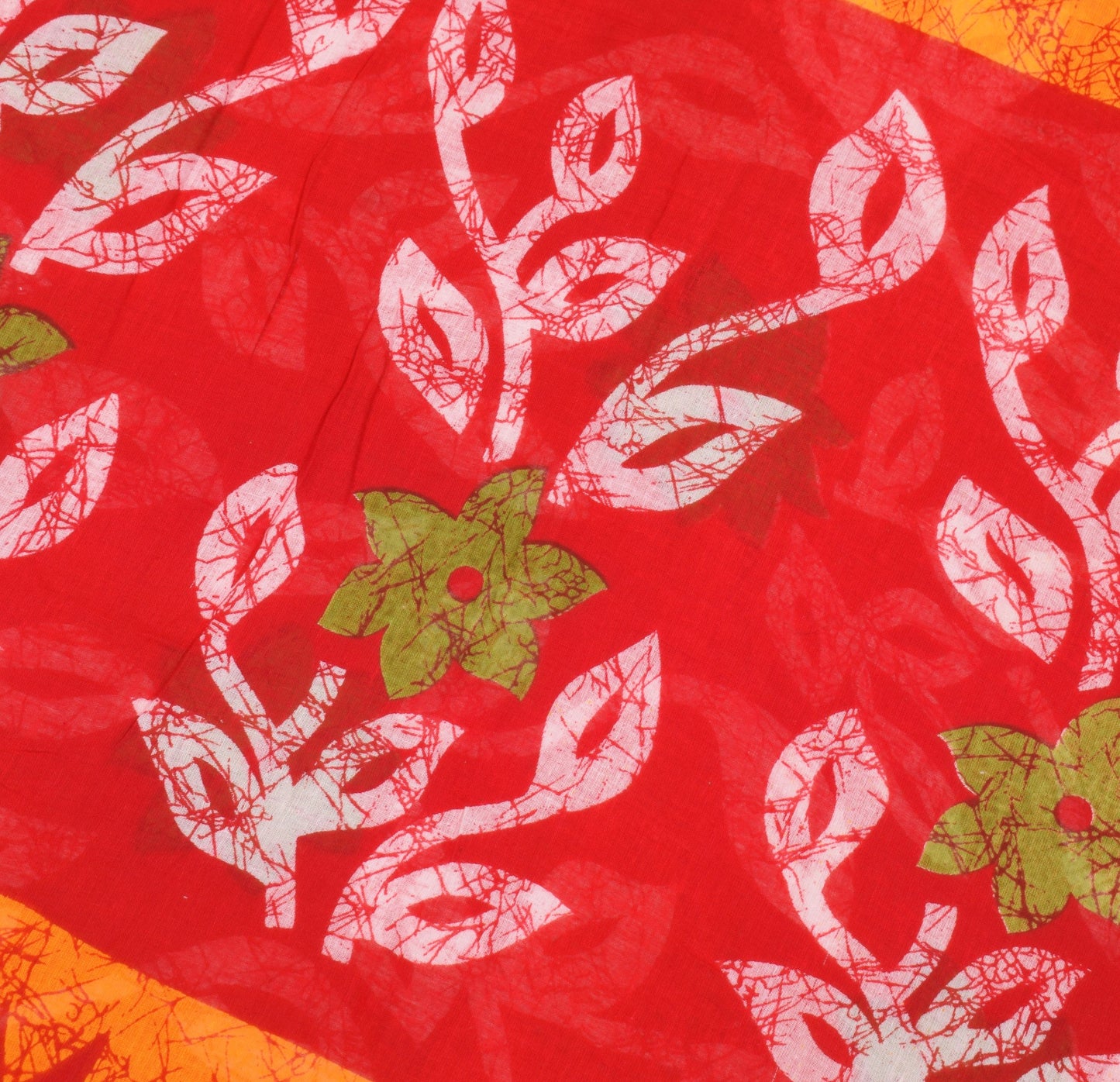 Sushila Vintage Floral Saree Pure Cotton Printed Red Orange Soft Craft Fabric