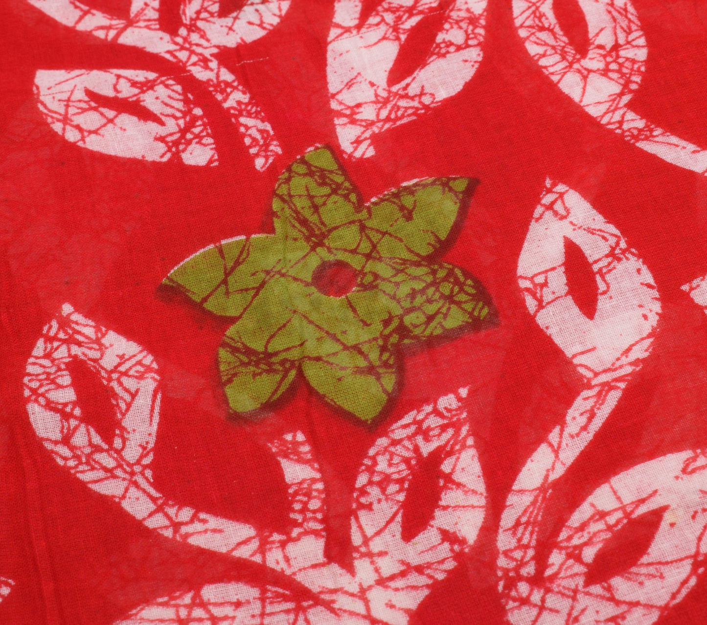 Sushila Vintage Floral Saree Pure Cotton Printed Red Orange Soft Craft Fabric